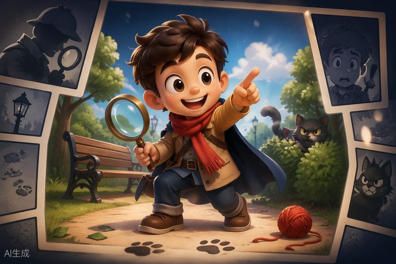 Erase Detective cover art: a kid detective with a giant eraser revealing a hidden key in a comic scene